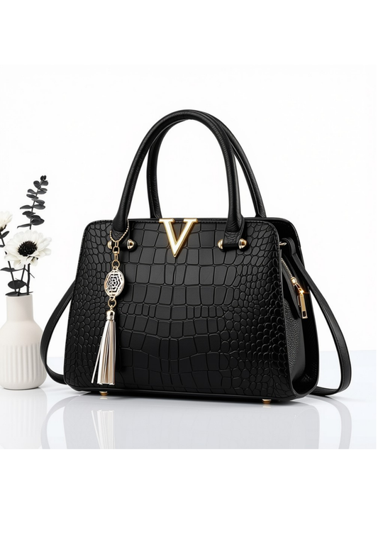 Crocodile Pattern Top Handle Handbag