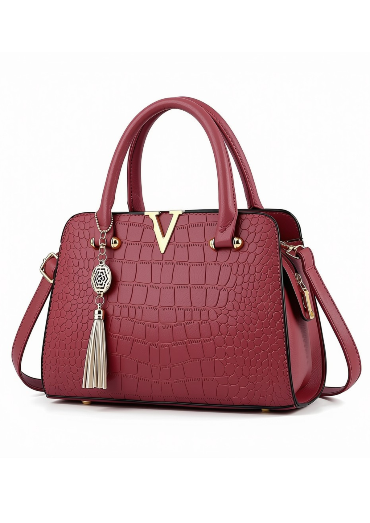 Crocodile Pattern Top Handle Handbag