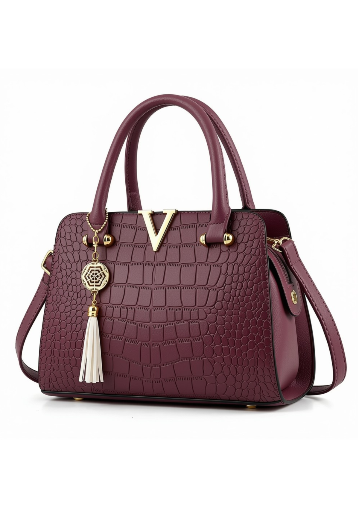 Crocodile Pattern Top Handle Handbag