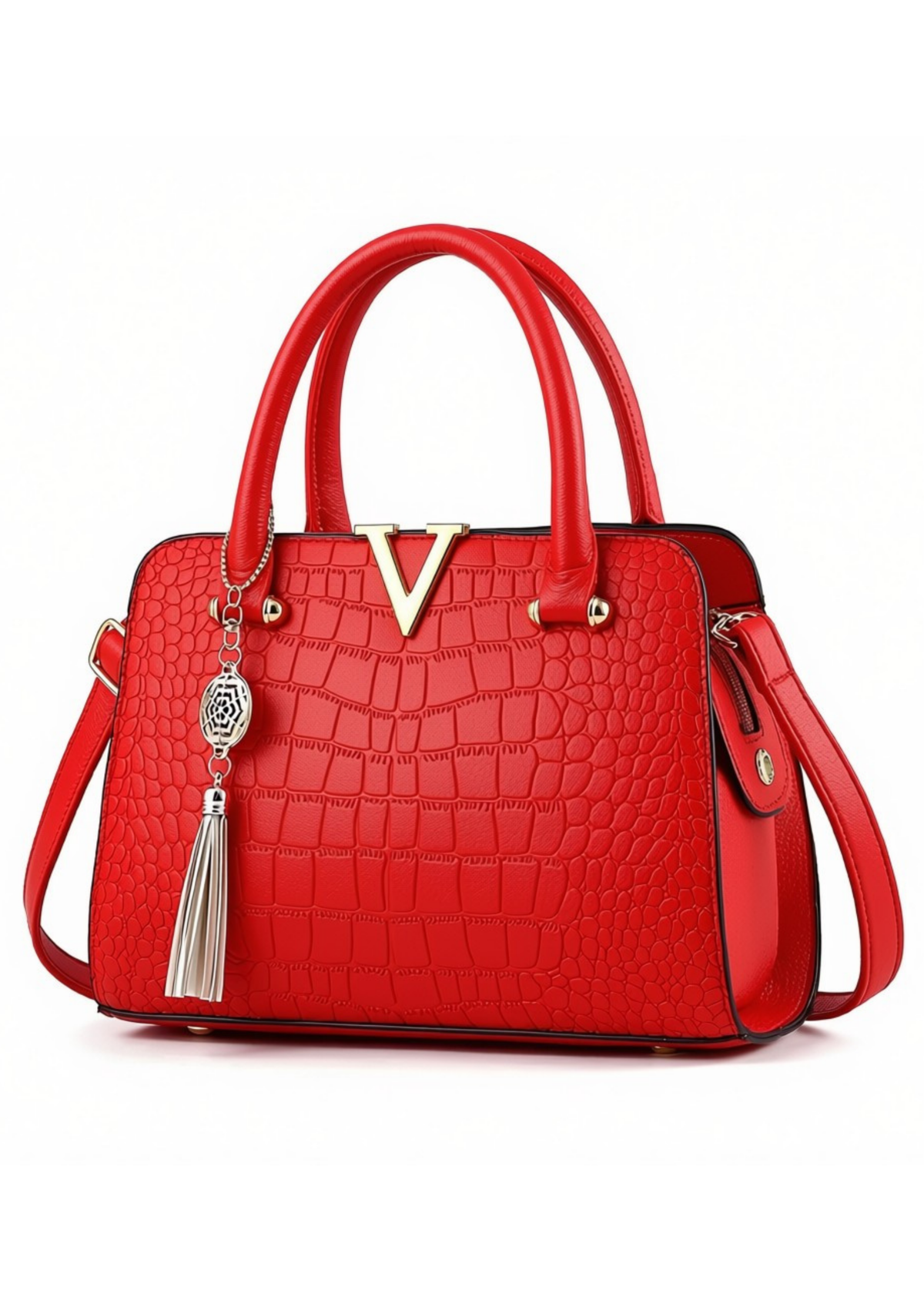 Crocodile Pattern Top Handle Handbag