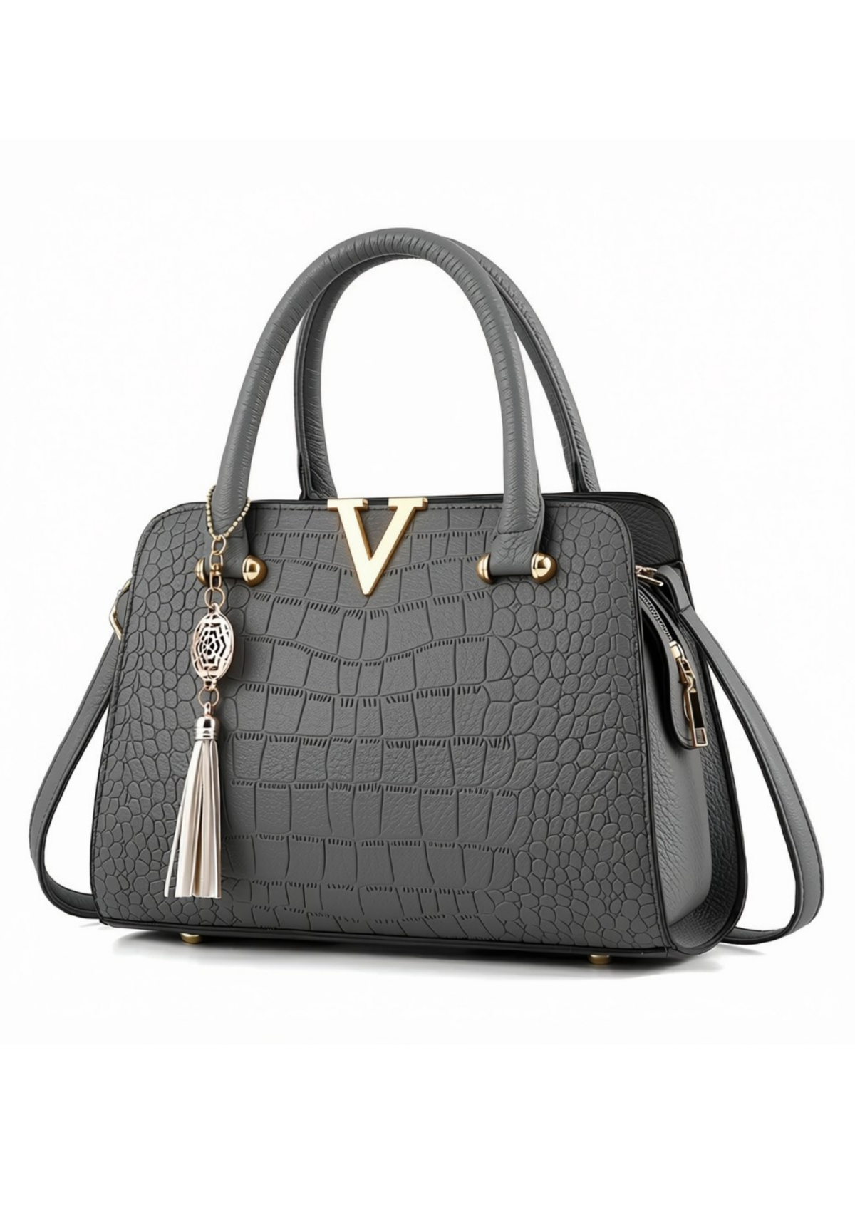 Crocodile Pattern Top Handle Handbag