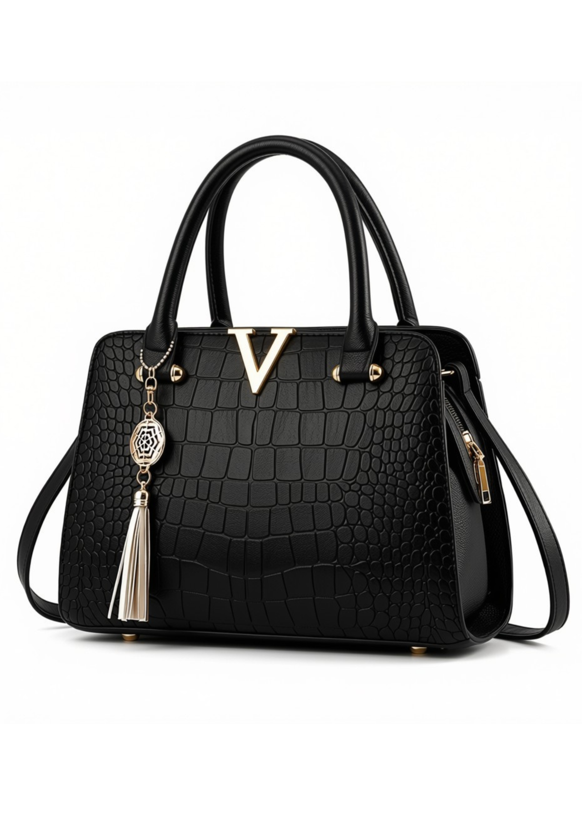 Crocodile Pattern Top Handle Handbag